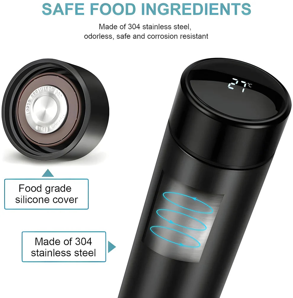 smart vacuum insulated water bottle - led temperature display