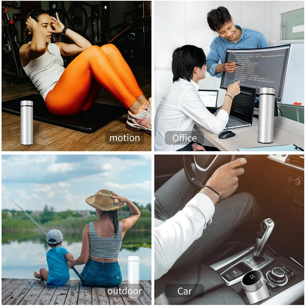 smart vacuum insulated water bottle - led temperature display