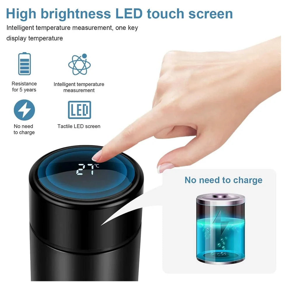 smart vacuum insulated water bottle - led temperature display
