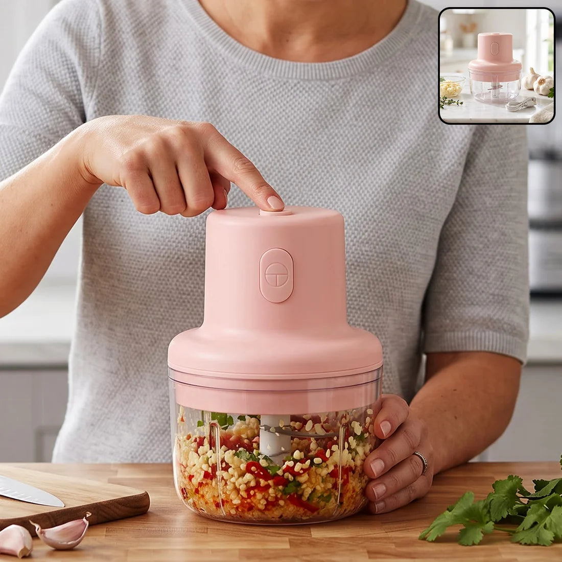 USB Rechargeable mini garlic chopper 100ml Dual blade