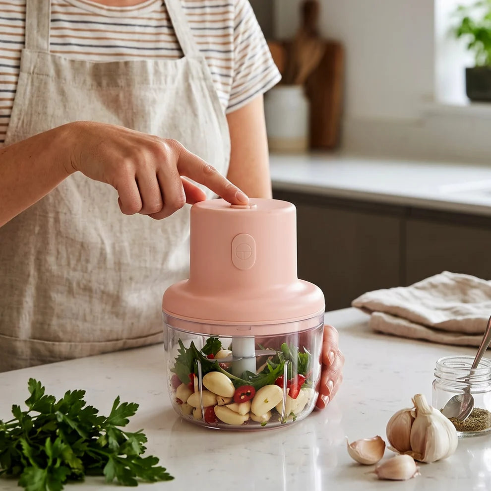 USB Rechargeable mini garlic chopper 100ml Dual blade