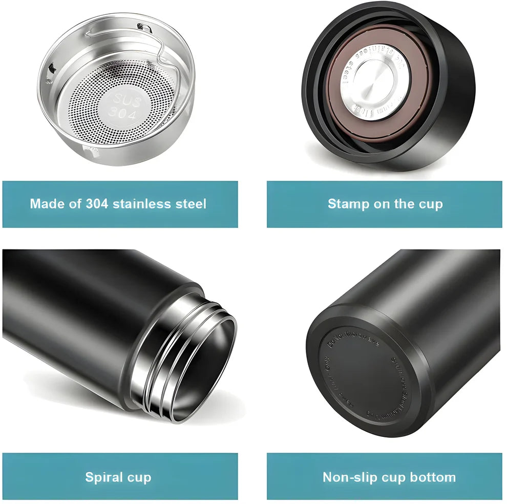 smart vacuum insulated water bottle - led temperature display
